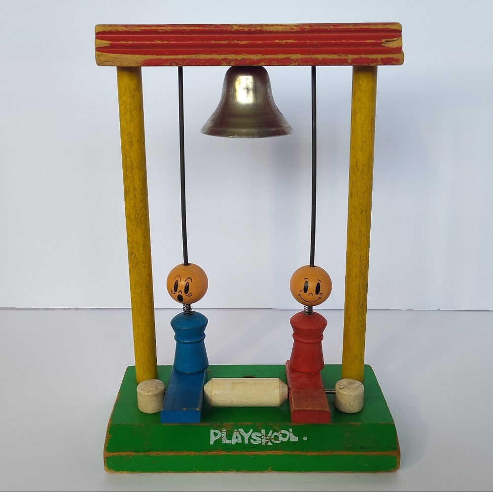 Playskool Antique 1930s Wooden & Metal "Bell Hops" Toddler Toy